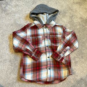 Red Plaid Shirt with Hood